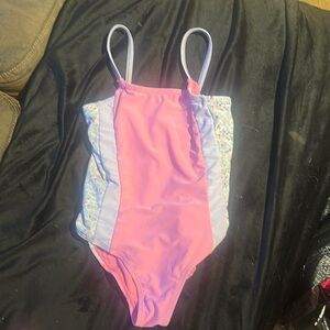 Eddie Bauer Pink and Purple One Piece Swimsuit with Spaghetti Straps